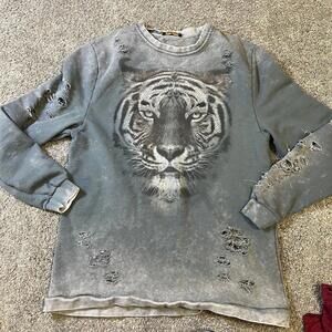 CCK Designs Tiger Distressed Crewneck Sweatshirt size XL